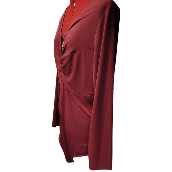 Torrid Bodysuit Long Sleeve Twisted V-neck Bodice Snap Strap Burgundy Size L/13 - Picture 5 of 10